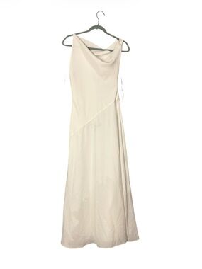 by George Devaux Hailey Elegant White Cowl Neck Slip Dress